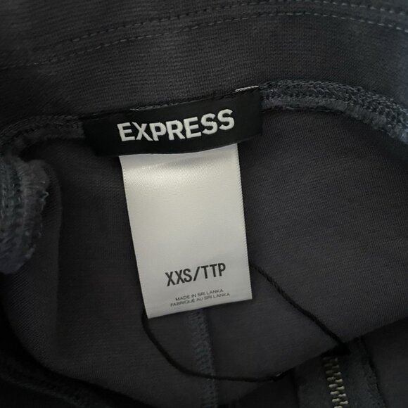 Express Women XXS Gray Ponte Grunge Biker High Waist Zip Front Moto Leggings NWT - Picture 9 of 12